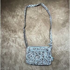 Light Blue Vera Bradley With Floral Print And Adjustable Shoulder Strap purse